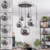 Koyoto hanging light, globe light, pendant light chrome, Smoke-coloured, 5-light sources