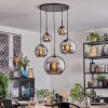 Koyoto hanging light, globe light, pendant light chrome, Smoke-coloured, 5-light sources