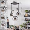Koyoto hanging light, globe light, pendant light clear, Smoke-coloured, 5-light sources