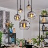 Koyoto hanging light, globe light, pendant light clear, Smoke-coloured, 5-light sources