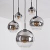 Koyoto hanging light, globe light, pendant light clear, Smoke-coloured, 5-light sources