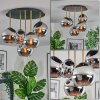 Koyoto ceiling light, globe light 45 cm brass, black, 5-light sources