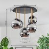 Koyoto ceiling light, globe light 45 cm brass, black, 5-light sources