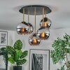 Koyoto ceiling light, globe light 45 cm brass, black, 5-light sources