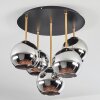 Koyoto ceiling light, globe light 45 cm brass, black, 5-light sources