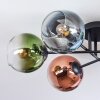 Koyoto ceiling light, globe light 59 cm blue, green, clear, coppery, 6-light sources