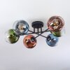Koyoto ceiling light, globe light 59 cm blue, green, clear, coppery, 6-light sources