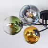 Koyoto ceiling light, globe light 59 cm blue, gold, green, clear, 6-light sources