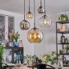 Koyoto hanging light, globe light, pendant light Amber, chrome, clear, Smoke-coloured, 5-light sources