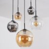 Koyoto hanging light, globe light, pendant light Amber, chrome, clear, Smoke-coloured, 5-light sources