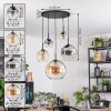 Koyoto hanging light, globe light, pendant light Amber, clear, Smoke-coloured, 5-light sources