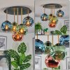 Ripoll ceiling light, globe light brass, black, 5-light sources