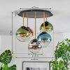 Gastor ceiling light, globe light brass, black, 5-light sources