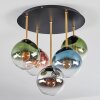 Gastor ceiling light, globe light brass, black, 5-light sources