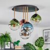 Gastor ceiling light, globe light brass, black, 5-light sources