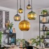 Koyoto hanging light, globe light, pendant light blue, gold, green, 5-light sources