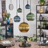 Koyoto hanging light, globe light, pendant light blue, gold, green, 5-light sources