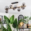 Chehalis ceiling light, globe light gold, black, 8-light sources