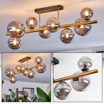 Chehalis ceiling light, globe light gold, black, 8-light sources
