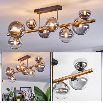 Chehalis ceiling light, globe light gold, black, 8-light sources