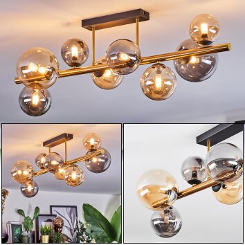 Chehalis ceiling light, globe light gold, black, 8-light sources