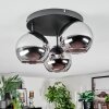 Koyoto ceiling light, globe light 30 cm chrome, Smoke-coloured, 3-light sources