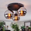 Koyoto ceiling light, globe light 30 cm chrome, Smoke-coloured, 3-light sources
