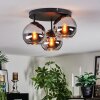 Koyoto ceiling light, globe light 30 cm chrome, Smoke-coloured, 3-light sources