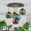 Ripoll ceiling light, globe light brass, black, 5-light sources