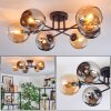 Koyoto ceiling light, globe light 59 cm Amber, chrome, Smoke-coloured, 6-light sources