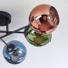Koyoto ceiling light, globe light 59 cm blue, green, coppery, 6-light sources