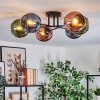 Koyoto ceiling light, globe light 59 cm blue, green, coppery, 6-light sources