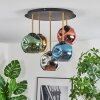 Ripoll ceiling light, globe light brass, black, 5-light sources