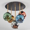 Ripoll ceiling light, globe light brass, black, 5-light sources