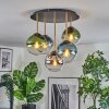 Gastor ceiling light, globe light brass, black, 5-light sources