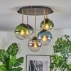 Gastor ceiling light, globe light brass, black, 5-light sources