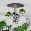Gastor ceiling light, globe light brass, black, 5-light sources