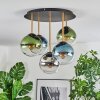 Gastor ceiling light, globe light brass, black, 5-light sources