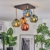 Ripoll ceiling light, globe light gold, black, 5-light sources