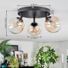 Chehalis ceiling light, globe light Amber, clear, 3-light sources
