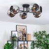Koyoto ceiling light, globe light 59 cm chrome, Smoke-coloured, 6-light sources