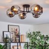 Koyoto ceiling light, globe light 59 cm chrome, Smoke-coloured, 6-light sources