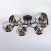 Koyoto ceiling light, globe light 59 cm chrome, Smoke-coloured, 6-light sources