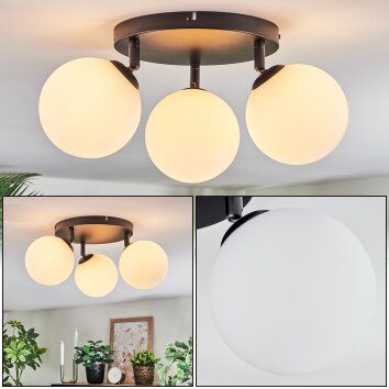 Chehalis ceiling light, globe light white, 3-light sources