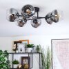 Koyoto ceiling light, globe light 59 cm clear, Smoke-coloured, 6-light sources