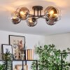 Koyoto ceiling light, globe light 59 cm clear, Smoke-coloured, 6-light sources