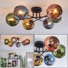 Koyoto ceiling light, globe light 59 cm blue, gold, green, coppery, 6-light sources