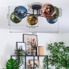 Koyoto ceiling light, globe light 59 cm blue, gold, green, coppery, 6-light sources