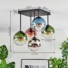 Gastor ceiling light, globe light blue, chrome, green, clear, coppery, Smoke-coloured, 5-light sources