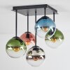 Gastor ceiling light, globe light blue, chrome, green, clear, coppery, Smoke-coloured, 5-light sources